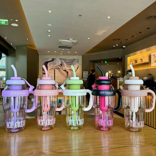 Ice Cream Print Gym Water Bottle ABS Plastic
