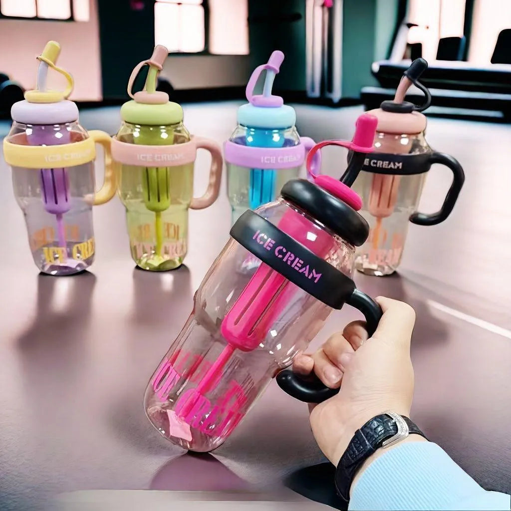 Ice Cream Print Gym Water Bottle ABS Plastic