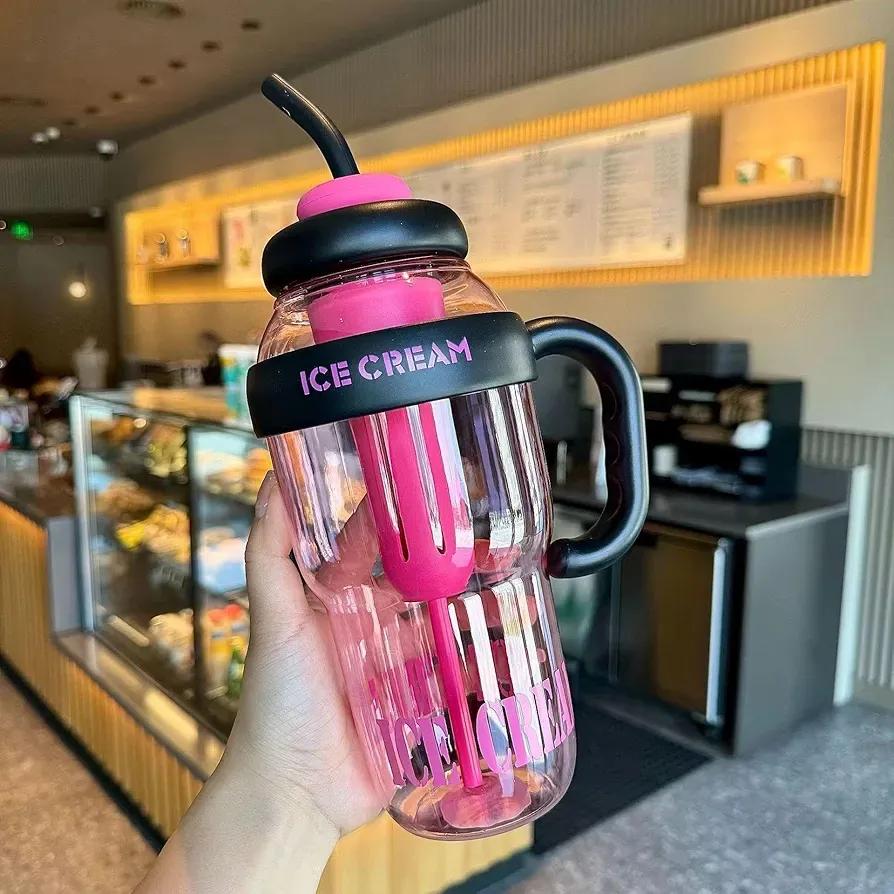 Ice Cream Print Gym Water Bottle ABS Plastic