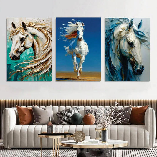 8x11 Inch Horse Painting Photo Tiles Set of 3