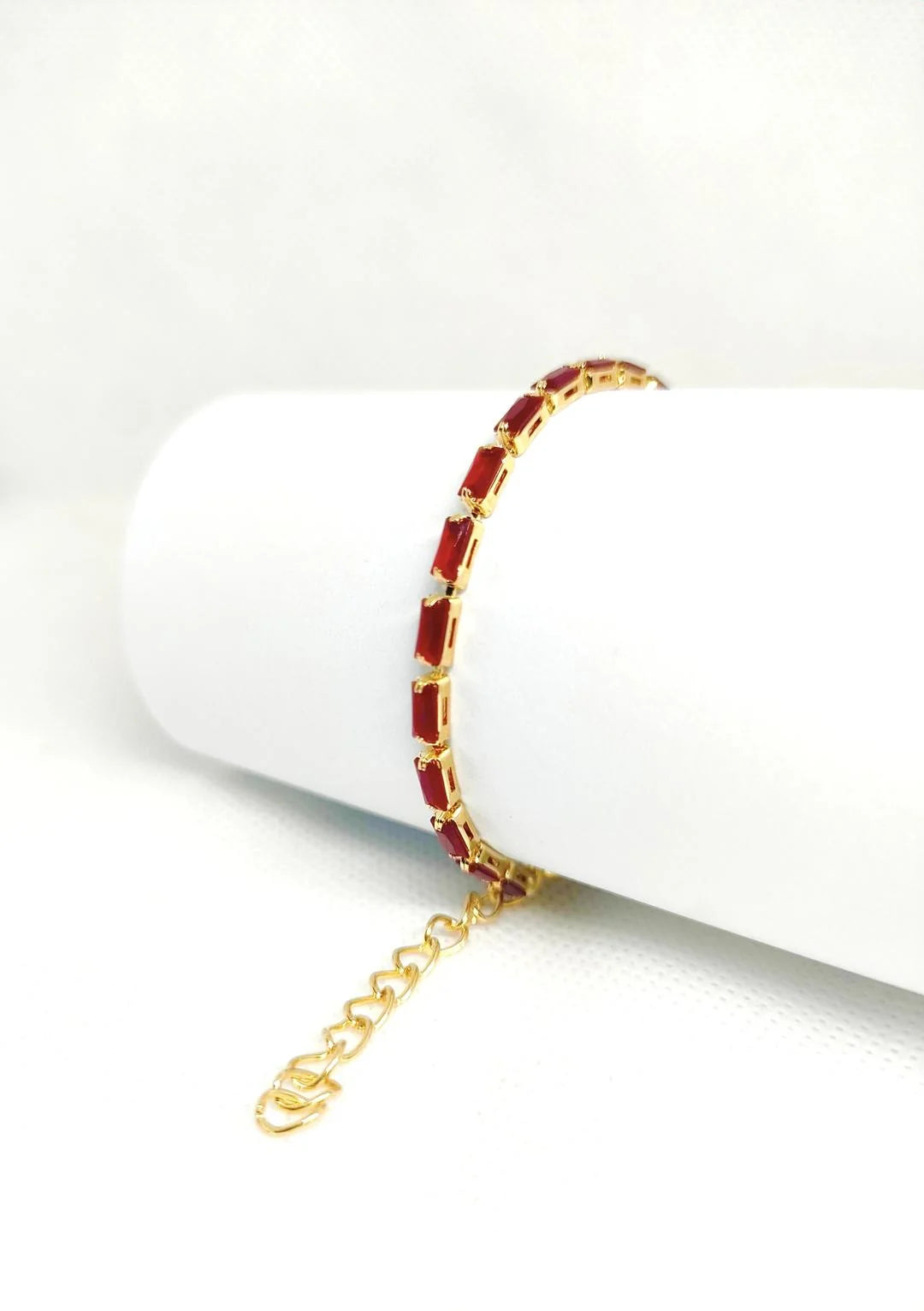 Red Gemstone Chain Bracelet for Women & Men