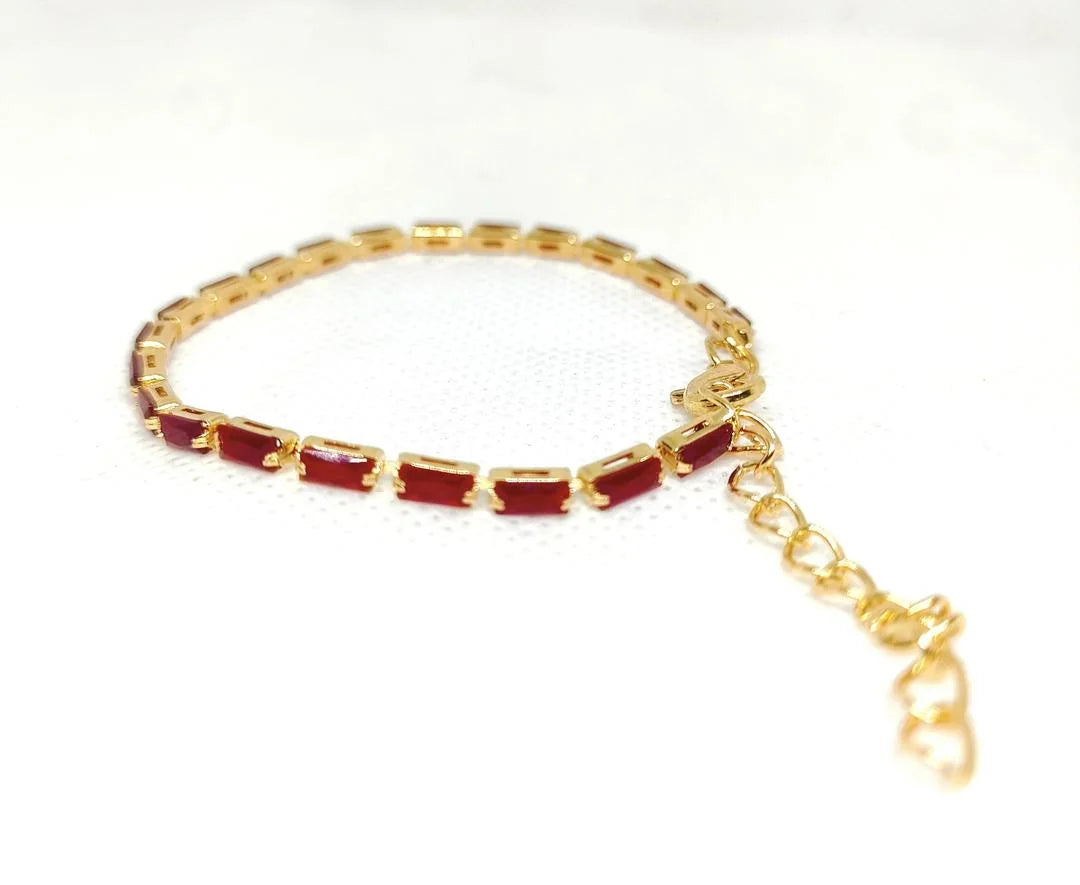 Red Gemstone Chain Bracelet for Women & Men